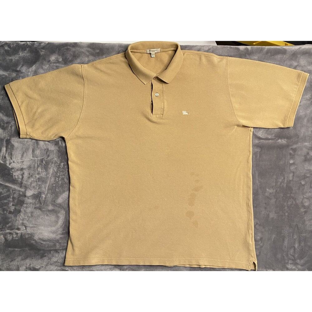 Burberry London Polo Shirt Men's XL Brown Pique Cova Check Short Sleeve Britain